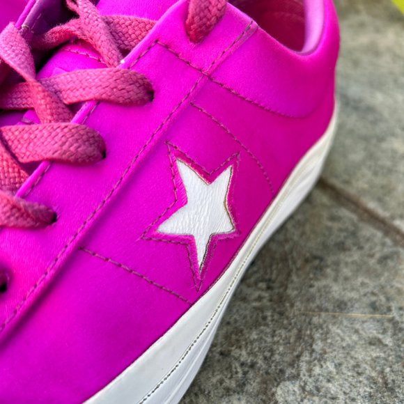 Converse Shoes - Converse Womens One Star Satin 161197 Pink Lace Up Sneakers Men's Size 7 Women